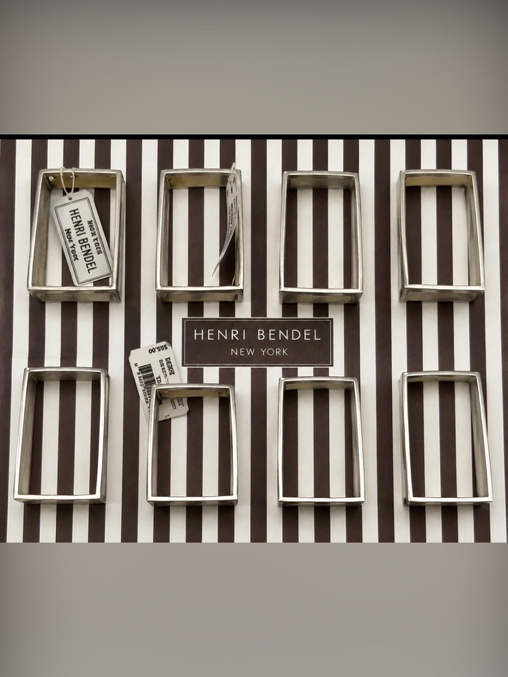❌❌sold❌❌Henri Bendel 8 Pc Set of Silver Napkin Rings NWT - Picture 4 of 8